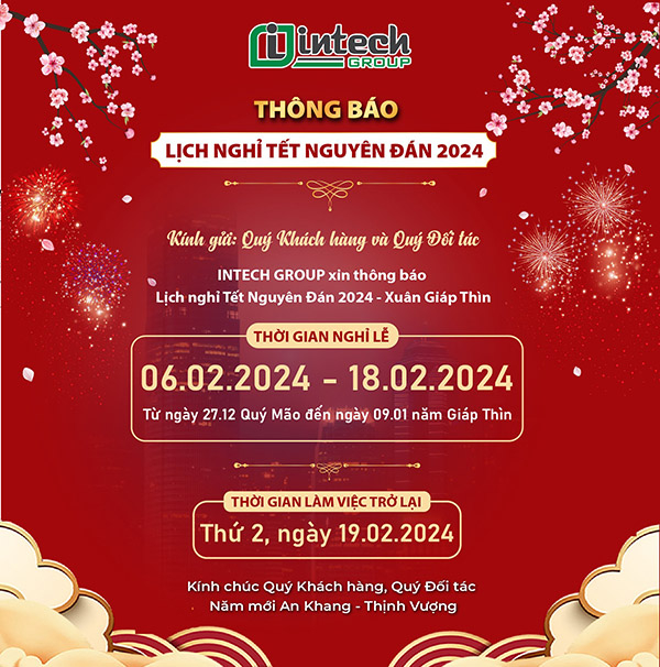 intech group thong bao lich nghi tet nguyen dan giap thin 2024